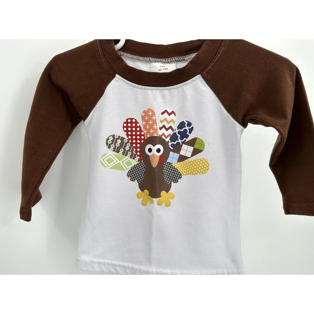 THANKSGIVING TURKEY LONG SLEEVE TEE Infant Boy Or Girl Size 3-6‎ Months - Picture 3 of 4
